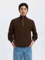 SLHDANE LS KNIT STRUCTURE HALF ZIP NOOS L Normal geschnitten - Demitasse