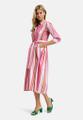 Dress with collar, placket, 3/4 sleeves, wide skirt and belt Rot 38