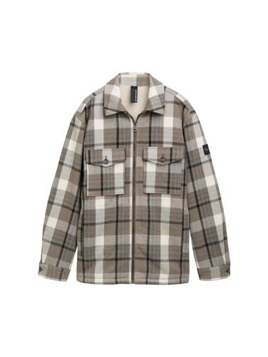 Flanell Karo-Jacke mit Brusttaschen XXL Regular Fit - Grey Beige Melange Big Check