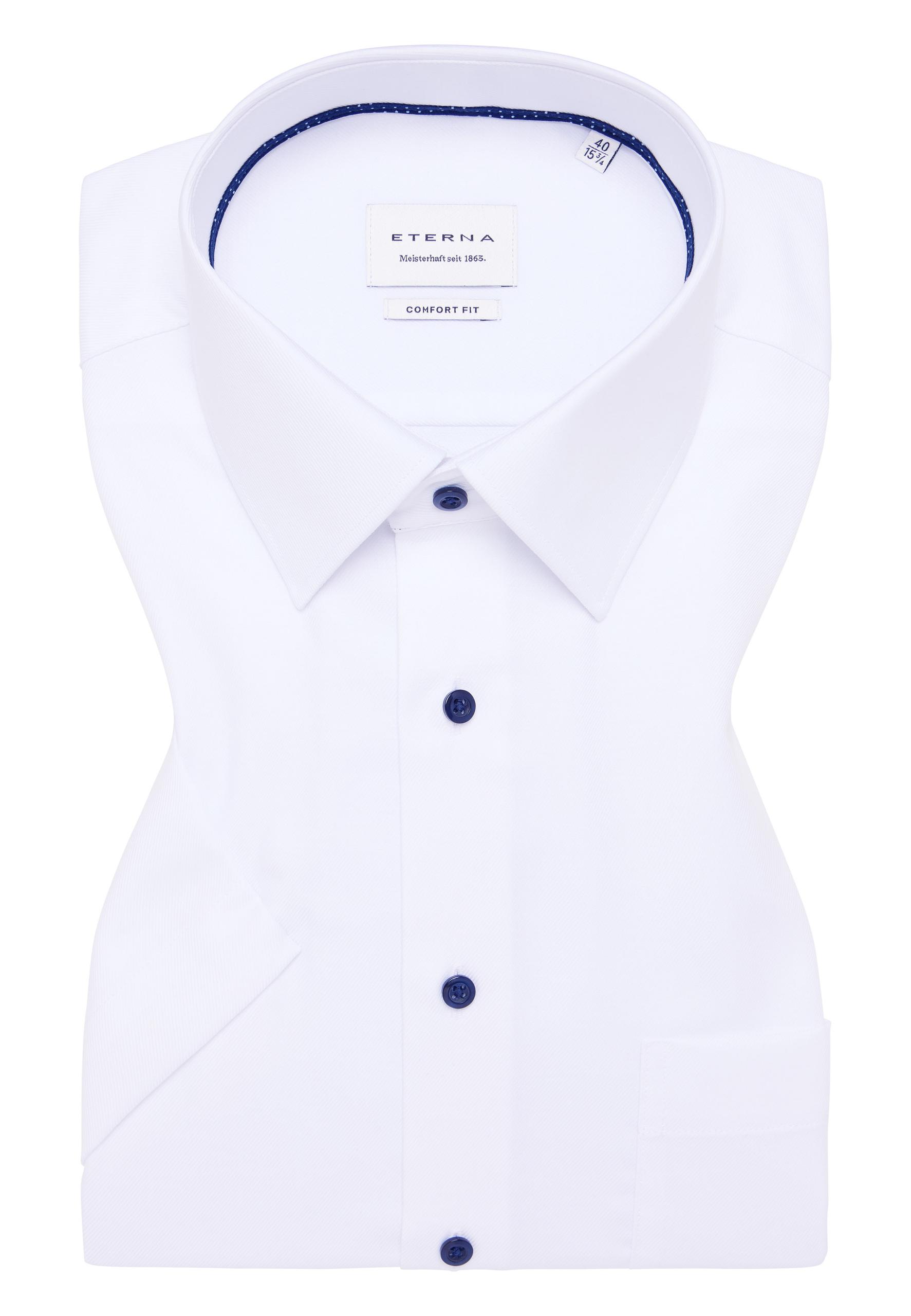 Hemd Hahnentritt Kurzarm 42/Kurzarm COMFORT FIT - Weiß