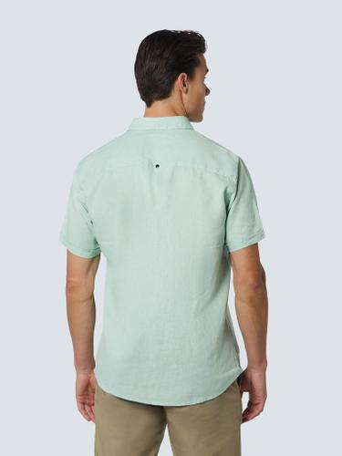 Shirt Short Sleeve Linen Solid Grün XXL
