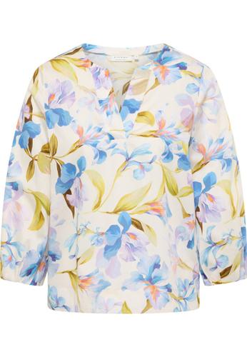 Bluse Satingewebe 3/4-Arm Blau 42/Dreiviertelarm