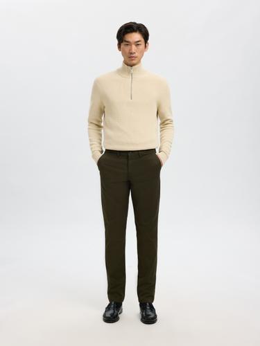 SLHDANE LS KNIT STRUCTURE HALF ZIP NOOS XL Normal geschnitten - Oatmeal