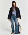 Regular Fit Leinen Bluse mit Blumen-Print 36 - Perfect Blue