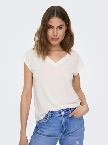 ONLFREE LIFE S/S MOD.V-NECK TOP JRS NOOS M Normal geschnitten - Cloud Dancer