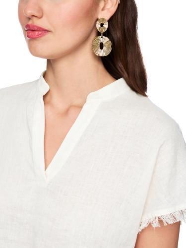 Blusenshirt aus Leinen-Baumwolle-Mix 40 - Bright Ecru
