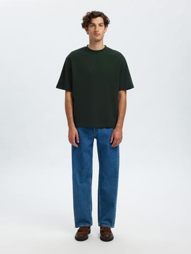 SLHLOOSEOSCAR SS O-NECK TEE NOOS XL Locker geschnitten - Deep Forest