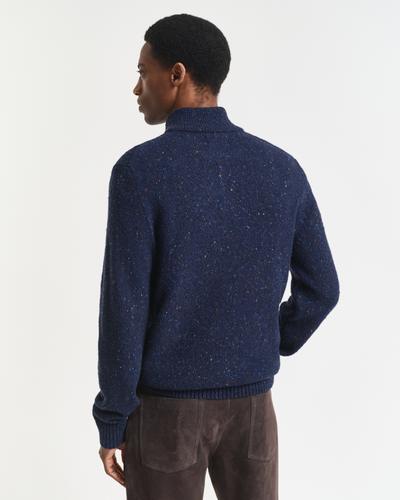 Geknöpfter Wollmix Troyer mit Noppenstruktur L - Evening Blue
