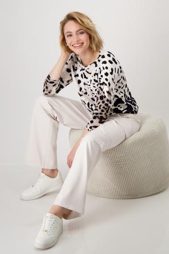 Strickpullover mit Leomuster 40 - Creamy Beige Gemustert