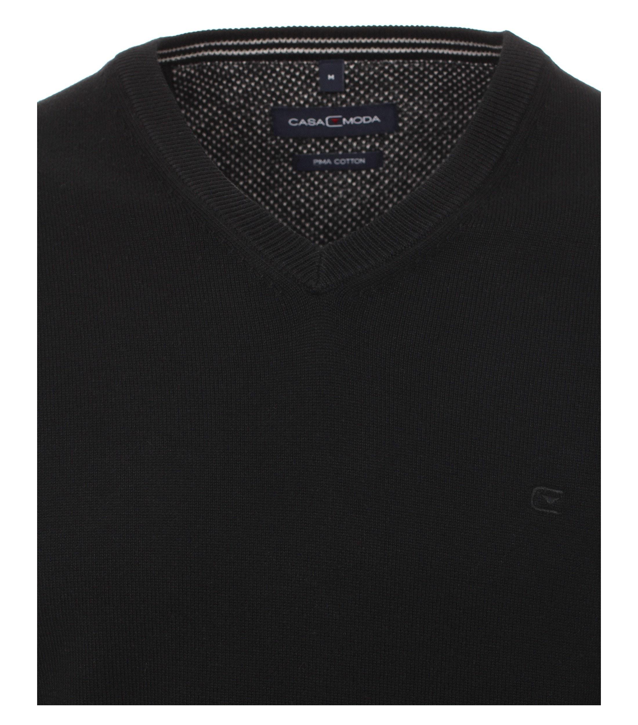 Pullover mit V-Ausschnitt uni 004430 M Basic Knitwear - Schwarz