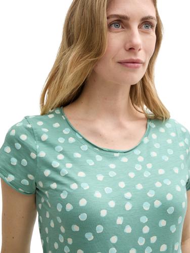T-Shirt mit Rundhalsausschnitt M Regular Fit - Green Blue Dots