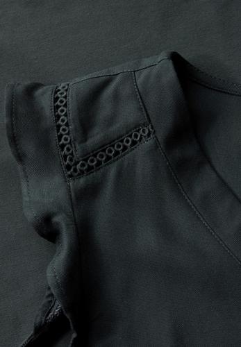 V-Neck Top mit Häkeldetails 36 - Pine Grove Green