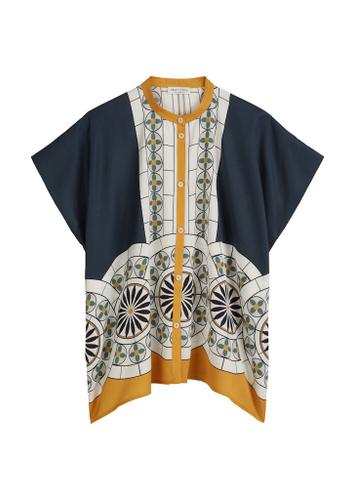 Ärmellose Print-Bluse relaxed 40 Relaxed Fit - Multi/muted Blue