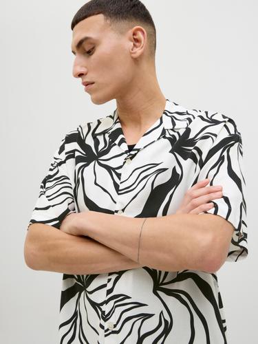 JJJEFF MONOCHROME RESORT SHIRT SS S Locker geschnitten - Black