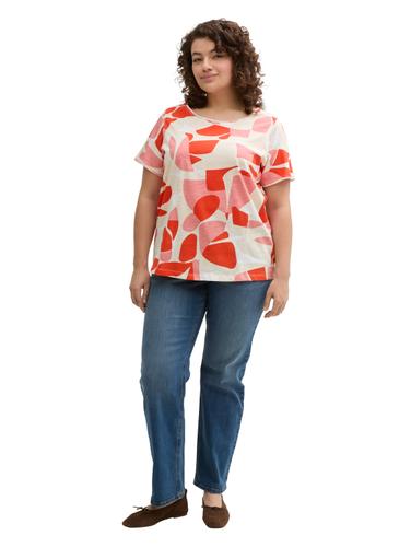 Plus Size - T-Shirt mit Rundhalsausschnitt 48 Regular Fit - Red Dots And Shapes Design