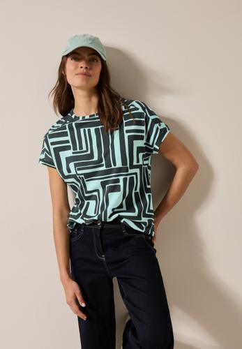 Print-Shirt mit Knopfdetail M - Slate Khaki