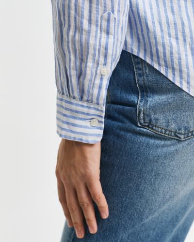 Regular Fit Leinenbluse mit Streifen 38 - Perfect Blue