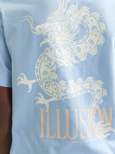 JJCHARGE PRINTED TEE SS CREW NECK JNR 152 Locker geschnitten - Chambray Blue