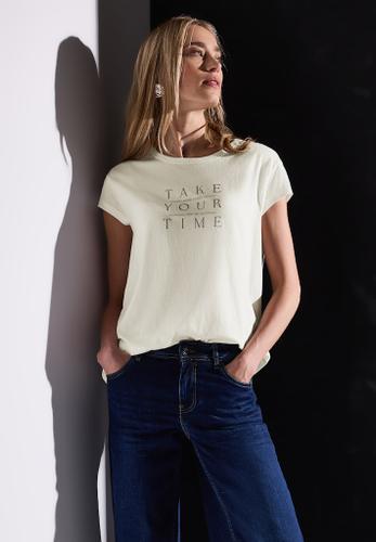 Shirt mit Wording Weiß 38