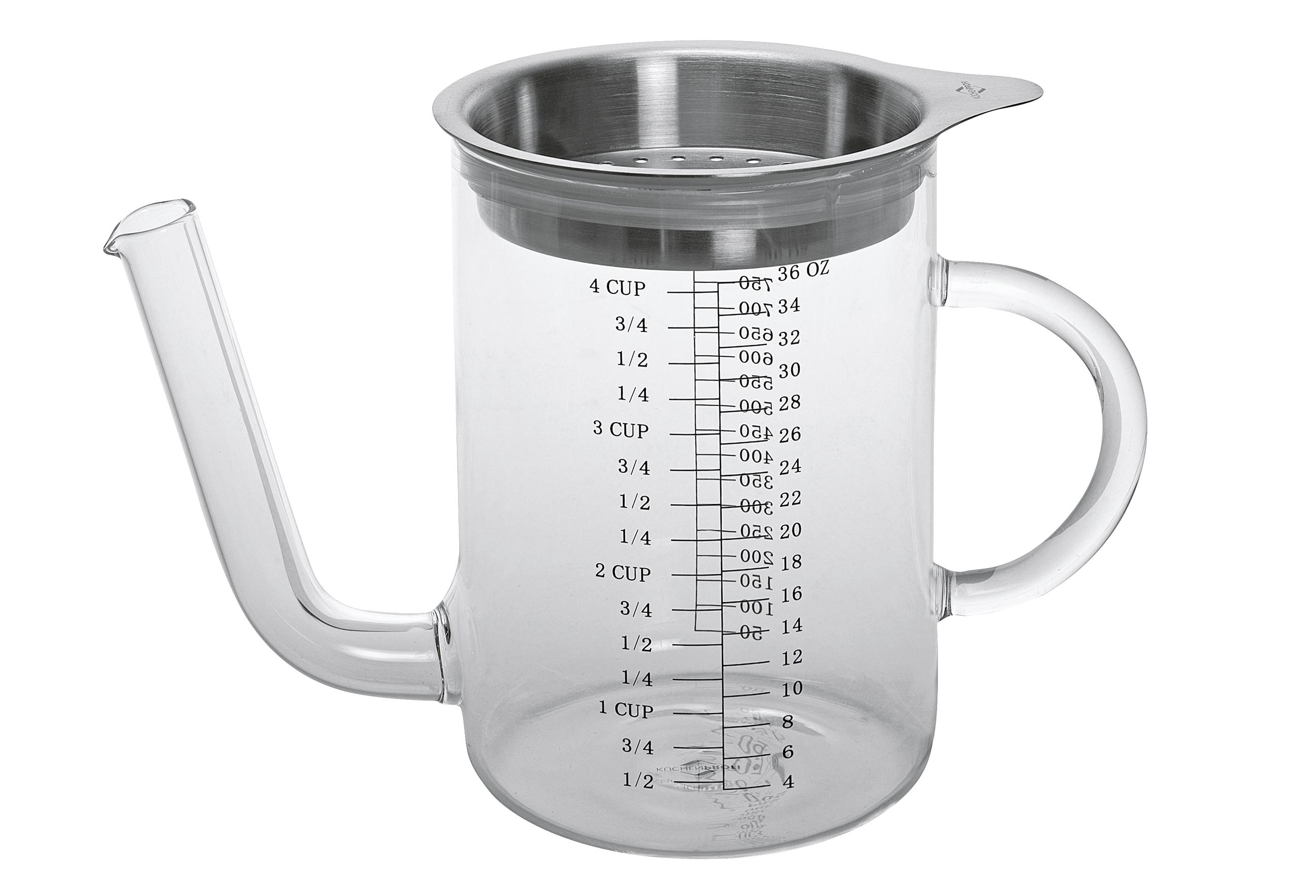 Fett-Trennkanne 1l mit Edelstahl-Sieb