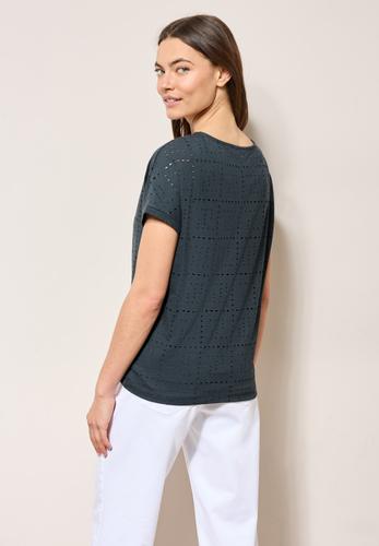 T-Shirt mit Lochmuster L - Slate Khaki