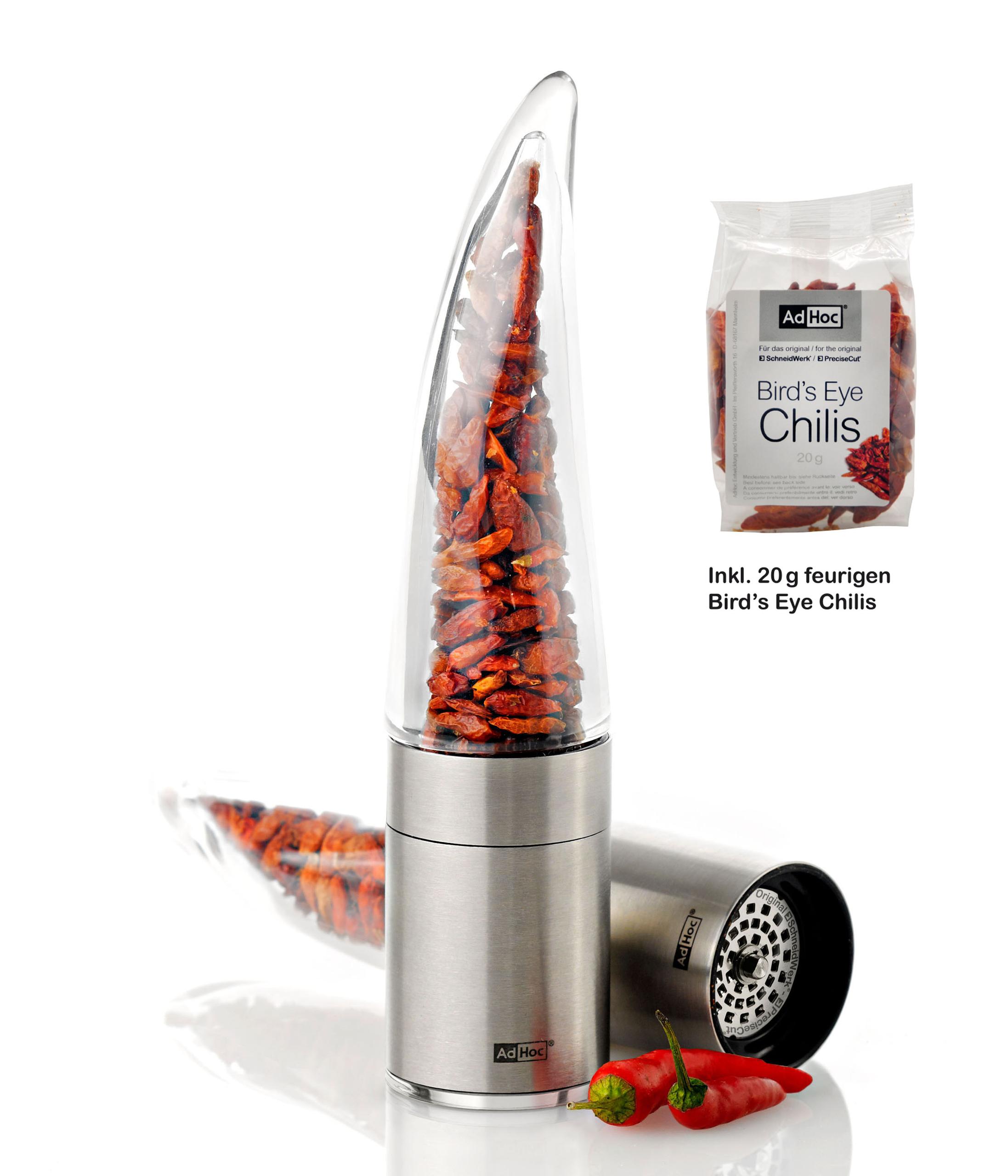 Geschenkset Chilischneider PEPE mit 20 g Bird's Eye Chilis, mit original AdHoc SchneidWerk®
