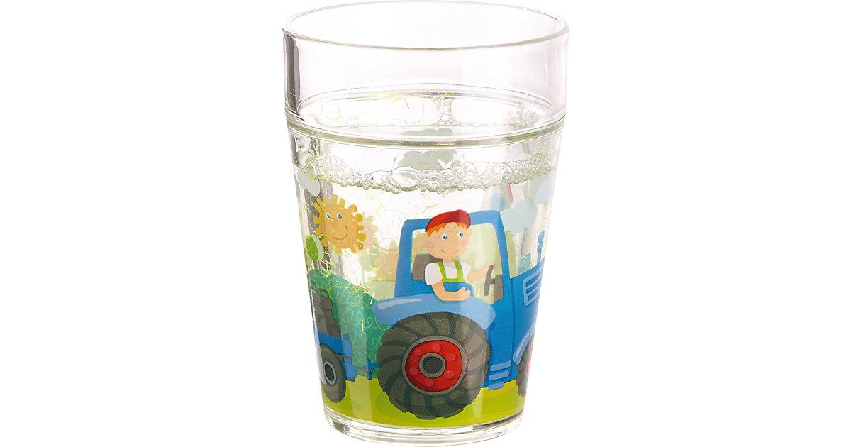 Glitzerbecher Traktor blau