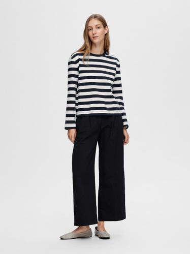 SLFESSENTIAL LS STRIPED BOXY TEE NOOS L Box Fit - Dark Sapphire