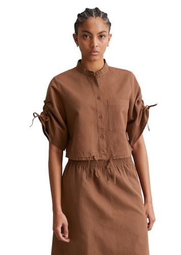 Kurzarm-Bluse relaxed M Relaxed Fit - Melted Chocolate