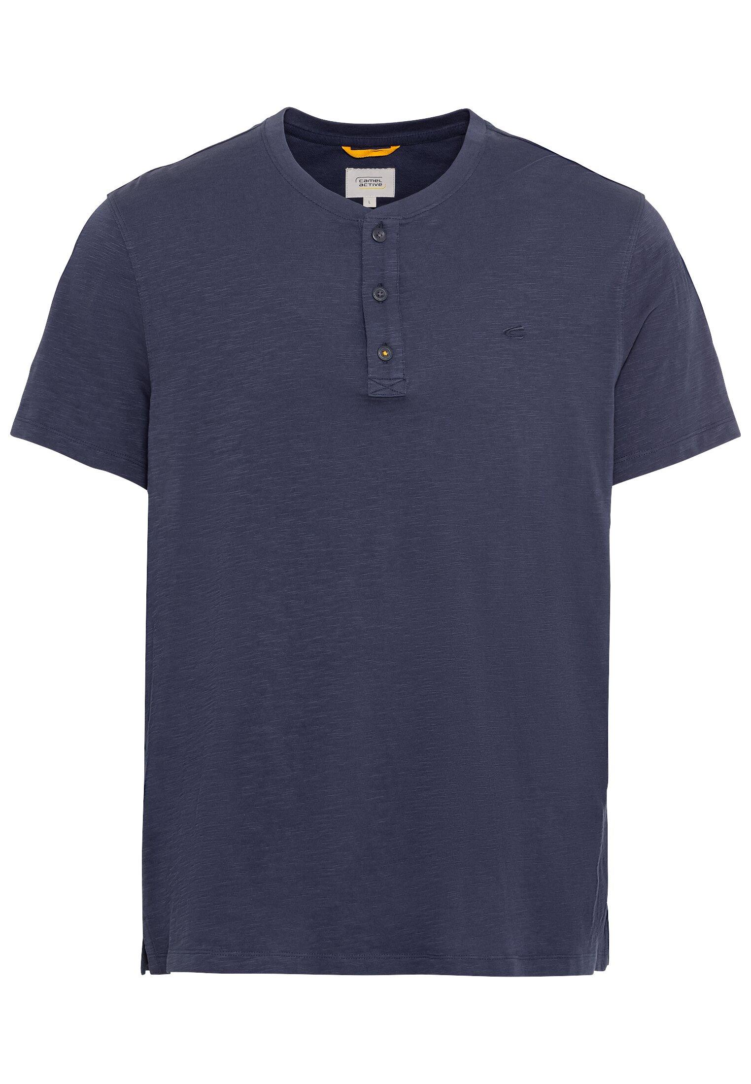 Kurzarm Henleyshirt aus reiner Baumwolle Blau 5XL