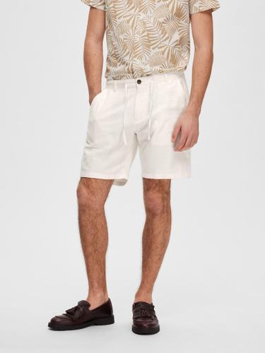 SLHREGULAR-BRODY LINEN SHORTS NOOS Weiß S