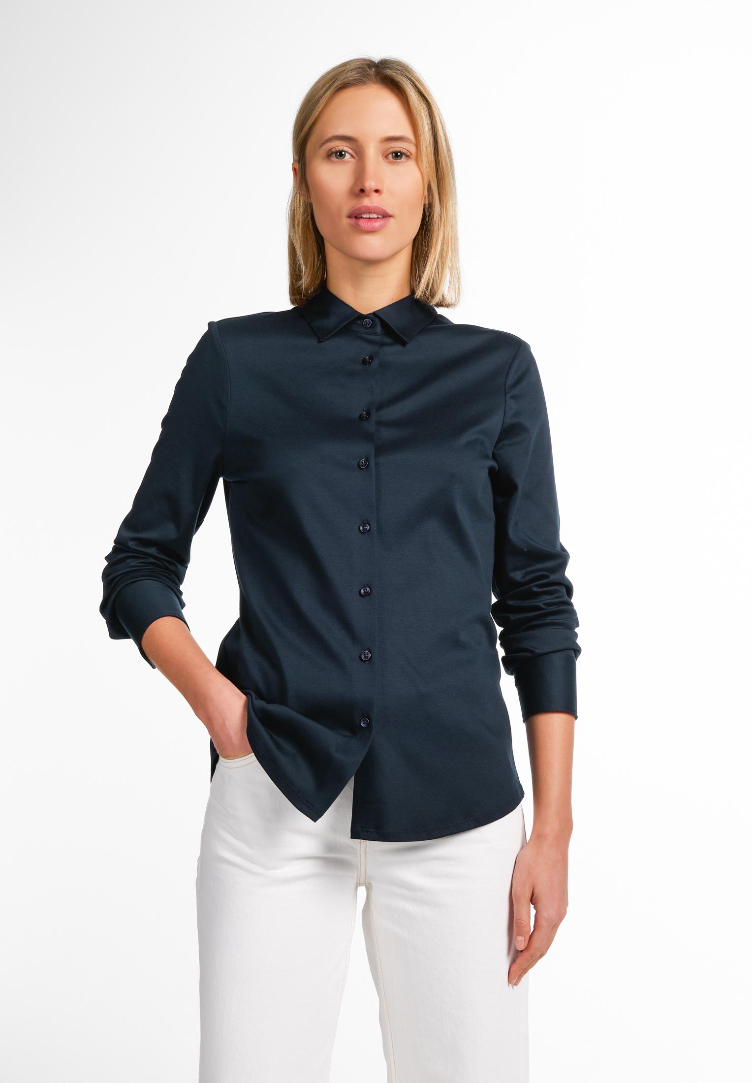 Jersey Shirt Bluse Jersey Langarm 36/Langarm FITTED - Navy