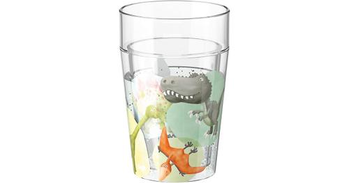 Glitzerbecher Dinos grün/orange