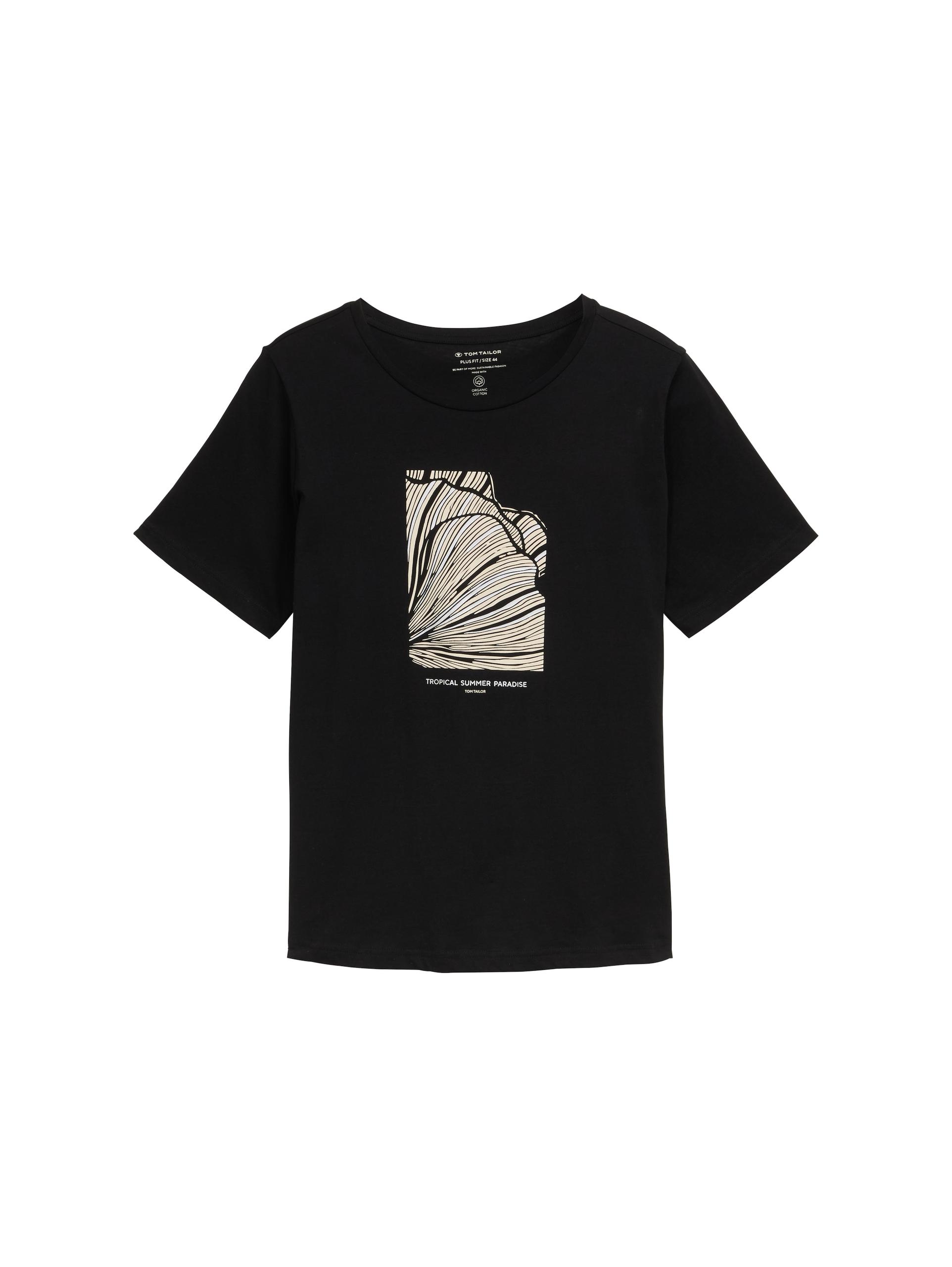 Plus Size - T-Shirt mit Print 48 Regular Fit - Black