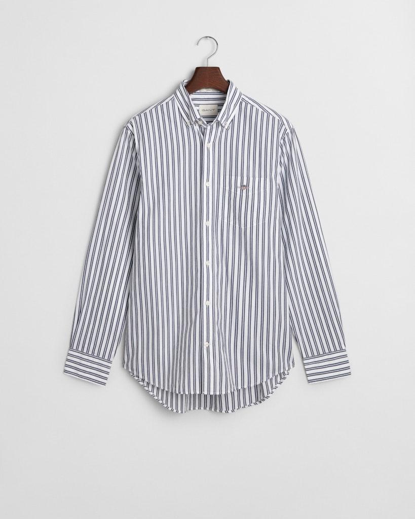 Regular Fit Classic Popeline Hemd mit Streifen Weiß L