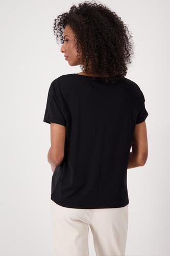 Blusenshirt mit Schmuckschrift 36 - Schwarz