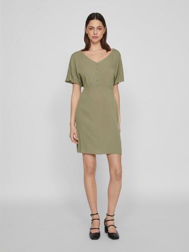 VIMOASHLY BUTTON S/S DRESS 40 Locker geschnitten - Oil Green