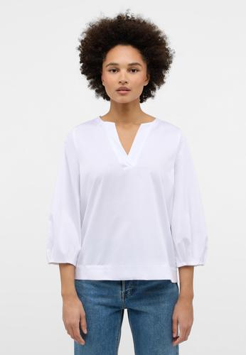 Satin Shirt Bluse Satingewebe 3/4-Arm 40/Dreiviertelarm LOOSE FIT - Weiß