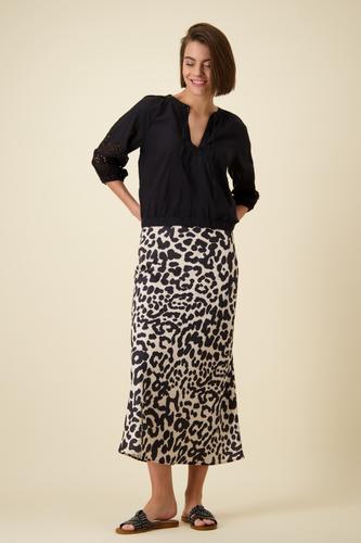 Bluse mit Lochmuster an den Ärmeln 38 - Schwarz