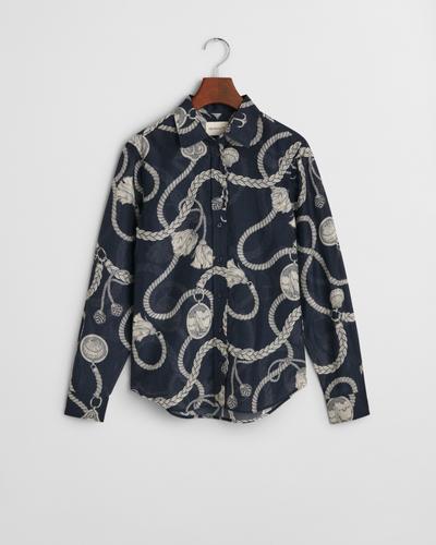 Regular Fit Sailing Print Bluse aus Baumwolle und Seide 38 - Evening Blue