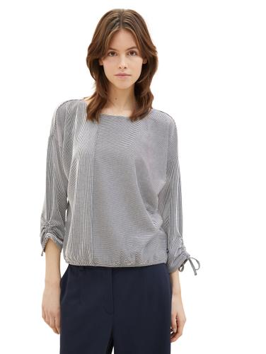 Loose Fit Langarmshirt mit Raffärmeln M Loose Fit - Small Navy White Stripe
