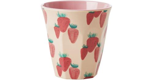 Melamin Trinkbecher "Erdbeere", H9 cm rosa