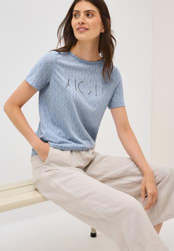 Ausbrenner-Shirt mit Wording XXL - Mountain Blue
