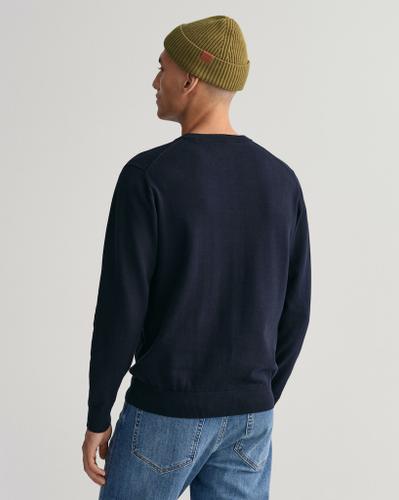 Classic Rundhalspullover aus Baumwolle Blau S