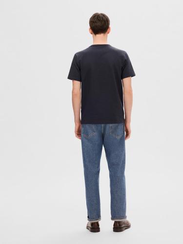 SLHSANDER SEERSUCKER SS O-NECK TEE Blau S