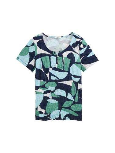 Crinkle T-Shirt mit Muster XXL Regular Fit - Green Dots And Shapes Design