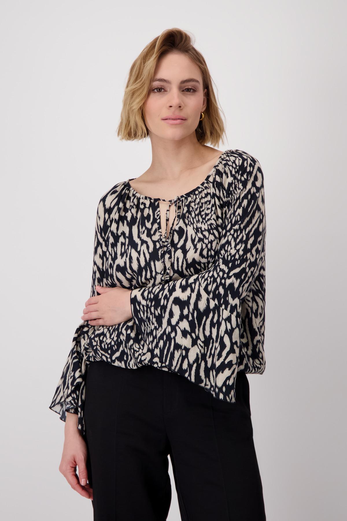 Bluse mit Leomuster 36 - Schwarz Gemustert