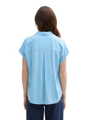 Bluse aus Viskose XL Regular Fit - Vertical Blue White Stripe