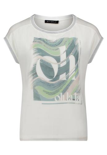 Blusenshirt 40 Lässig - Patch Cream/Green