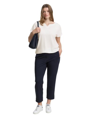 Plus Size - T-Shirt im Material-Mix 46 Regular Fit - Whisper White